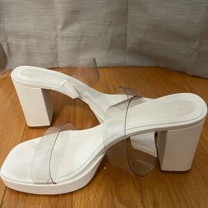 White chunky heel clear sandal 8.5 Schutz